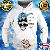Sugar skull girl yes i am the crazy tattoo lady s Hoodie