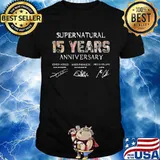 Supernatural 15 years anniversary characters signatures shirt