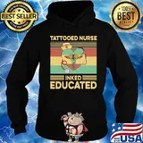 Tattooed nurse inked educated heart vintage retro s Hoodie