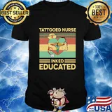 Tattooed nurse inked educated heart vintage retro shirt