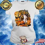 Terrier Puppy Witch Pumpkin Witch Halloween s Ladies tee