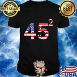 Trump 45 Squared Republican American Flag Independence Day Shirt