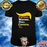 Trump person woman man camera tv vintage shirt