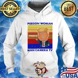 Trump person woman yosemite man camera tv vintage retro s Hoodie