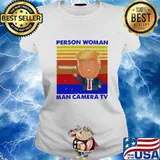 Trump person woman yosemite man camera tv vintage retro s Ladies tee