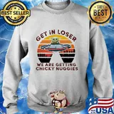 Ufo baby yoda get in loser we are getting chicky nuggies vintage retro s Sweater