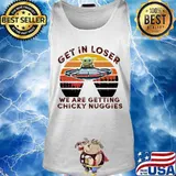 Ufo baby yoda get in loser we are getting chicky nuggies vintage retro s Tank top
