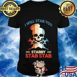 Vintage Skull I Will Stab You Stabby Funny Halloween Gifts T-Shirt