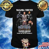 Wakanda forever black panther rip chadwick Boseman 1977 2020 thank you for the memories signature shirt