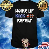 Wake up kick ass repeat american flag independence day shirt