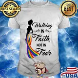 Walking in the faith not in fear Rainbow cancer awareness shirt