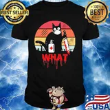 WHAT THE CAT HAND SANITIZER HALLOWEEN VINTAGE RETRO SHIRT