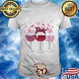 WINE BREAST CANCER BUTTERFLY SHIRT