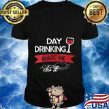 Womens Funny Day Drinking Made Me Do It for me women V-Neck T-Shirt