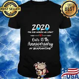 15th Wedding Anniversary Couples Quarantined 2020 Backside T-Shirt