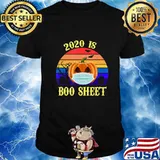 2020 Is Boo Sheet Retro Halloween Pumpkin Wearing A Mask T-Shirt