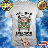 A girl her cat and her kombi it's a beautiful thing witch hat bats halloween shirt