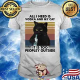 All i need is beer and my cat it is too peopley outside vintage retro shirt