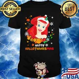 Ariel happy hallothanksmas halloween thanksgiving christmas shirt