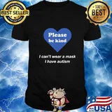 Autism Awareness I Can't Wear A Mask Blue Retro Vintage T-Shirt