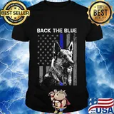 Back The Blue Thin Blue Line Flag K-9 German Shepherd Police T-Shirt