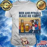 Beer and pitbulls make me happy humans make my head hurt vintage retro shirt
