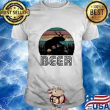 BEER DEER BEAR SUNSET VINTAGE RETRO SHIRT