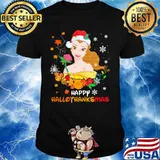 Belle happy hallothanksmas halloween thanksgiving christmas shirt