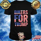 Bikers for Trump 2020 Reelect Motorcycle Patriotic US Flag T-Shirt