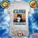 Black cat ich mag kaffee und vielleicht 3 menschen vintage retro shirt