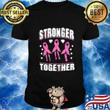 Breast Cancer - Stronger Together Dancing Pink Ribbons T-Shirt