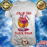 Calm The Flock Down dress with Pink Flamingo Halloween Gift T-Shirt