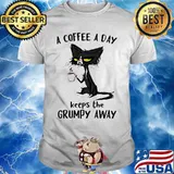 Cat a coffee a day keeps the grumpy away shirt