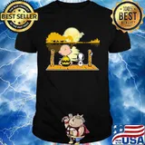 Charlie brown and snoopy seeing guitar river moon shirt