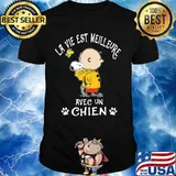 Charlie brown snoopy and woodstock la vie est meilleure avec unchien shirt