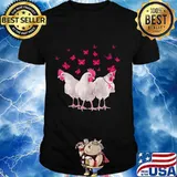 Chicken And Butterfly Breast Cancer Awareness Pink Ribbon T-Shirt