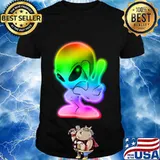 Colorful Alien Peace Sign UFO Alien Gift T-Shirt