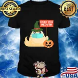 Cover Your Meowth Funny Halloween 2020 Witch Cat with Mask T-Shirt