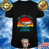 Dad Man Pilot Legend Vintage Sunset Design Pullover shirt