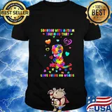 Dinosaur someone with autism taught me that love needs no words heart shirt