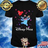 Disney mode stitch holding balloon mickey mouse shirt