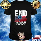 Distressed End Racism USA Flag Quote Gift T-Shirt
