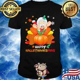 Dwarf happy hallothanksmas halloween thanksgiving christmas shirt