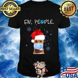 Ew People Basenji Dog Wearing A Face Mask In Xmas T-Shirt