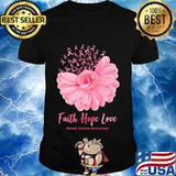 Faith hope love breast cancer awareness flower pink shirt