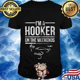 Funny Fisherman Fishing I'm A Hooker At The Weekend Design Premium T-Shirt