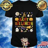 Funny Happy Halloween Scary Retro Boys Girls Kids T-Shirt