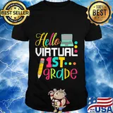 Funny Hello Virtual 1st grade Gift Back to School 2020 T-Shirt