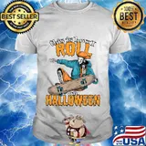 Funny Skateboarder Skeleton with Skateboard Skater Halloween T-Shirt