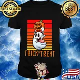 Ghost Holding Jack o Lantern Trick or Treat - Halloween T-Shirt